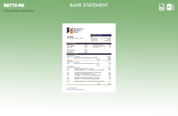 Модерен стил Шаблон за извод на штедилница во Боцвана